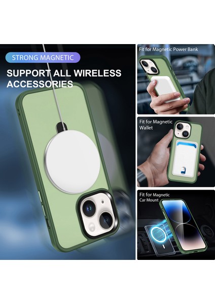 Iphone 15 Plus Için Pc+Tpu Ring Kickstand Telefon Yeşil Telefon Kılıfı (Yurt Dışından) modelleri