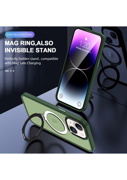Iphone 15 Plus Için Pc+Tpu Ring Kickstand Telefon Yeşil Telefon Kılıfı (Yurt Dışından) fırsatları