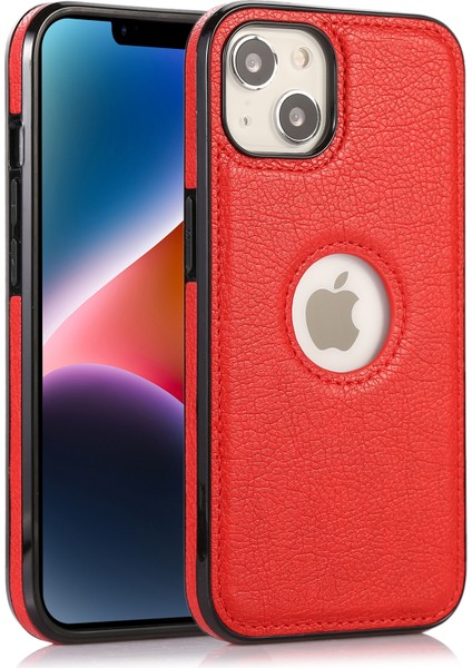 Iphone 13 Için 6.1 Inç Cep Telefonu Kasası Logo Tasarım Tpu+Pu Deri Şok Geçirmez Arka Kırmızısı Telefon Kılıfı (Yurt Dışından)