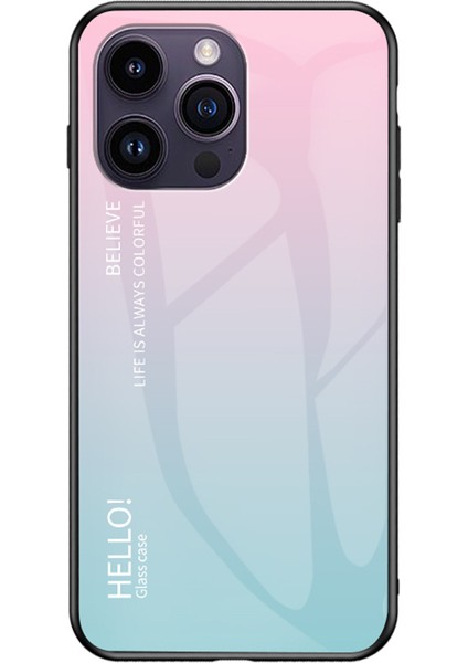 Iphone 15 Pro Max Gradyanlı Temperli Cam Pc+Tpu Anti Drop Telefon Sınıflandırıcı Pembe Mavi Telefon Kılıfı (Yurt Dışından)