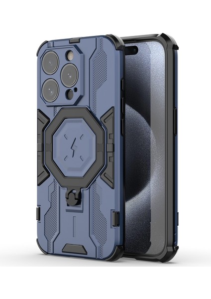Iphone 15 Pro Max Telefon Yüzük Tutucu Kickstand Koruyucu Mavisi Telefon Kılıfı (Yurt Dışından)