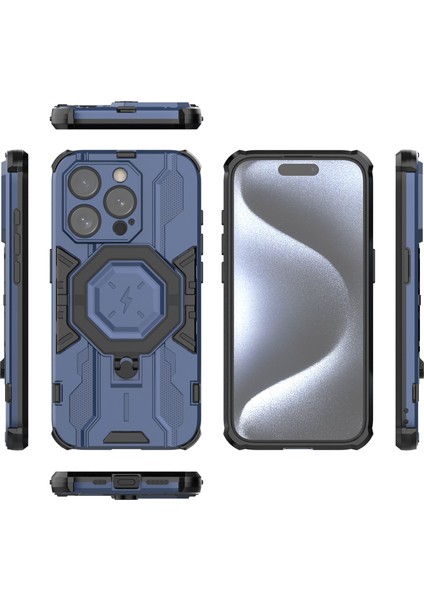 Iphone 15 Pro Max Telefon Yüzük Tutucu Kickstand Koruyucu Mavisi Telefon Kılıfı (Yurt Dışından) modelleri