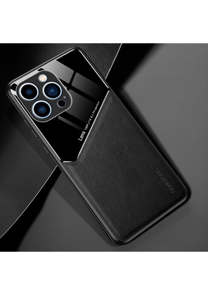 Iphone 15 Pro Max Case Deri Kaplamalı Tpu+Pc Araba Montajı Metal Sac Black Telefon Kılıfı (Yurt Dışından) indirimleri