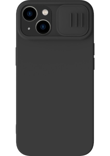 Iphone 15 Plus Pc+Sıvı Silikon Anti Çizelge Anti Çizgi Kapağı Slayt Kamera Black Telefon Kılıfı (Yurt Dışından)