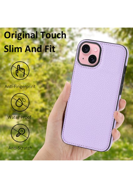 Iphone 15 Plus Önleme Önleme Önleyici Sıçrama Karşılaştırma Pu Deri Kaplamalı Tpu Cep Telefonu Koruyucu Morası Telefon Kılıfı (Yurt Dışından)
