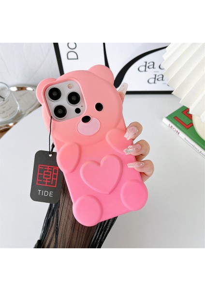 Iphone 15 Pro Tpu Kasası Için Teşki Bay Gradyan Renkli Hangtag Pink+Güllü Telefon Kılıfı (Yurt Dışından)