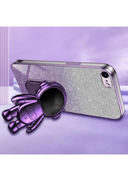 Iphone 6 4.7 Inç/6s 4.7 Inç/7 4.7 Inç/8 4.7 Inç/se (2022)/SE (2020) Kasa Parıltılı Toz Astronot Pc+Tpu Koruyucu Mor Telefon Kılıfı (Yurt Dışından) modelleri