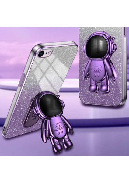 Iphone 6 4.7 Inç/6s 4.7 Inç/7 4.7 Inç/8 4.7 Inç/se (2022)/SE (2020) Kasa Parıltılı Toz Astronot Pc+Tpu Koruyucu Mor Telefon Kılıfı (Yurt Dışından) indirimleri
