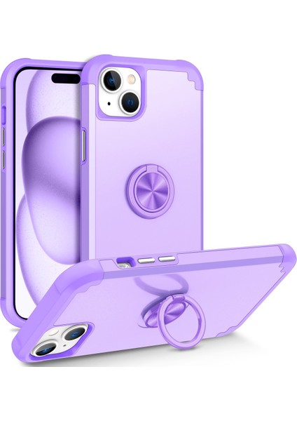 Iphone 15 Plus Için Kickstand Light Mor ile Anti Drop Pc+Tpu Telefon Geri Telefon Kılıfı (Yurt Dışından)