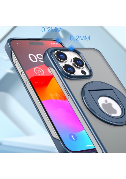 Iphone 15 Pro Max Case Için Borderless Tasarım Yüzüğü Kickstand Navy Mavi ile Uyumlu Telefon Kılıfı (Yurt Dışından) fırsatları