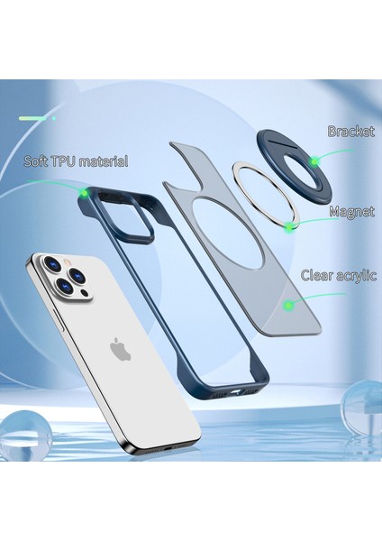 Iphone 15 Pro Max Case Için Borderless Tasarım Yüzüğü Kickstand Navy Mavi ile Uyumlu Telefon Kılıfı (Yurt Dışından) indirimleri
