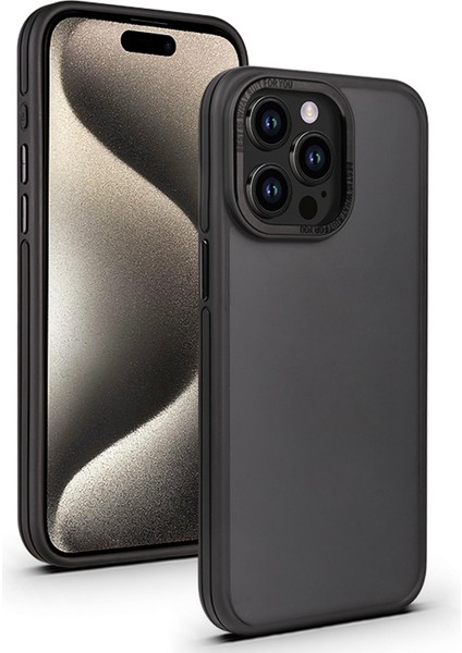 Iphone 15 Pro Case Önleme Önleyici Mat Mat Çift Renkli Tpu+Pc Telefon Black Telefon Kılıfı (Yurt Dışından)