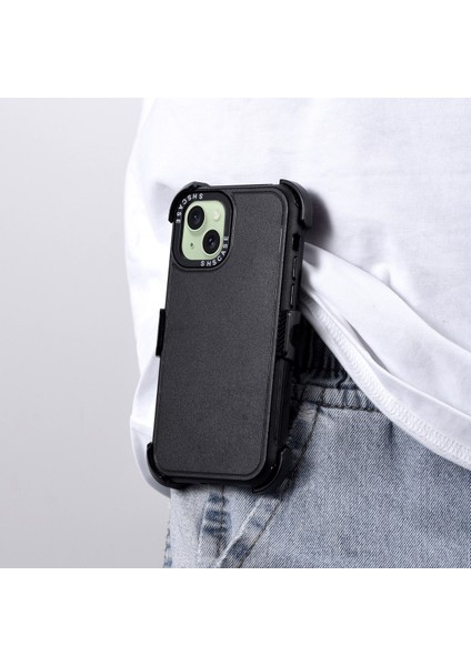 Iphone 15 Plus Kemer Klipsi Için Çift Katman Tpu+Pc Kickstand Şok Geçirmez Cep Telefonu Mavisi+Sky Mavi Telefon Kılıfı (Yurt Dışından)