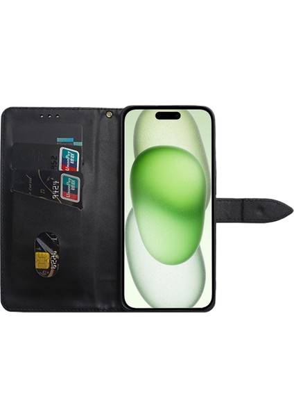 Iphone 15 Plus Deri Tutucu Telefon Stand Yeşil Telefon Kılıfı (Yurt Dışından)