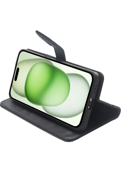 Iphone 15 Plus Deri Tutucu Telefon Stand Yeşil Telefon Kılıfı (Yurt Dışından)