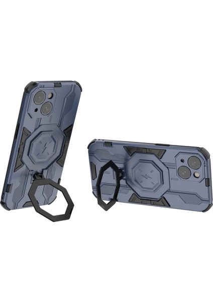 Iphone 15 Yüzük Kickstand Cover Hibrid Hard Pc Yumuşak Tpu Şok Geçirmez Telefon Vaka Mavisi Telefon Kılıfı (Yurt Dışından) fiyatları