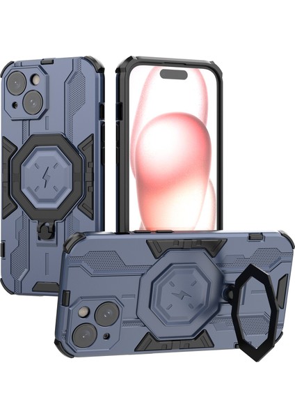 Iphone 15 Yüzük Kickstand Cover Hibrid Hard Pc Yumuşak Tpu Şok Geçirmez Telefon Vaka Mavisi Telefon Kılıfı (Yurt Dışından) fırsatları