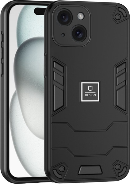Iphone 15 Telefon Kasası Anti Silp Pc+Tpu Koruma Kapağı Siyah Telefon Kılıfı (Yurt Dışından)