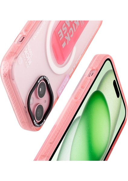 Iphone 15 Kickstand Manyetik Çift Katman Pc+Tpu Koruyucu Telefon Pembe Telefon Kılıfı (Yurt Dışından) modelleri