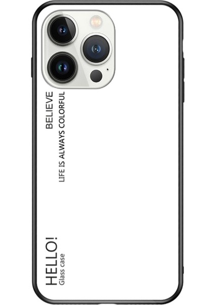 Iphone 15 Pro Temperli Cam Arka Pc+Tpu Gradient Renk Tasarım Beyaz Telefon Kılıfı (Yurt Dışından)