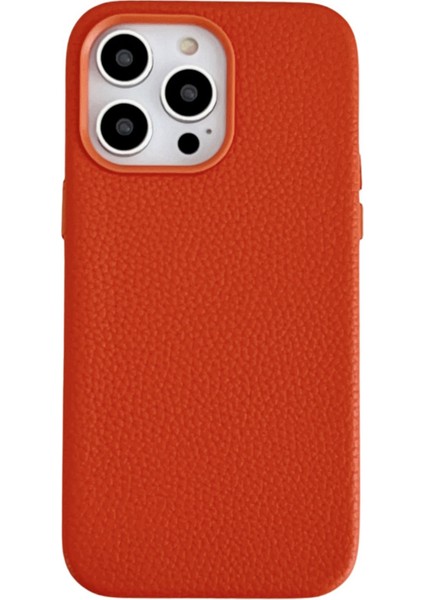 Iphone 14 Pro Cep Telefon Ları Için Litchi Doku Pu Deri Kaplamalı Tpu Orange Telefon Kılıfı (Yurt Dışından)