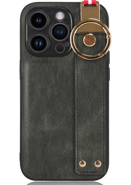 Iphone 15 Pro Wristband Kickstand Telefon Kasası Pu Deri+Pc+Tpu Koruyucu Şişe Açıcı Yeşil ile Telefon Kılıfı (Yurt Dışından) fırsatları