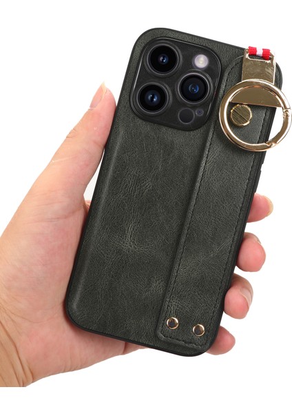 Iphone 15 Pro Wristband Kickstand Telefon Kasası Pu Deri+Pc+Tpu Koruyucu Şişe Açıcı Yeşil ile Telefon Kılıfı (Yurt Dışından) indirimleri