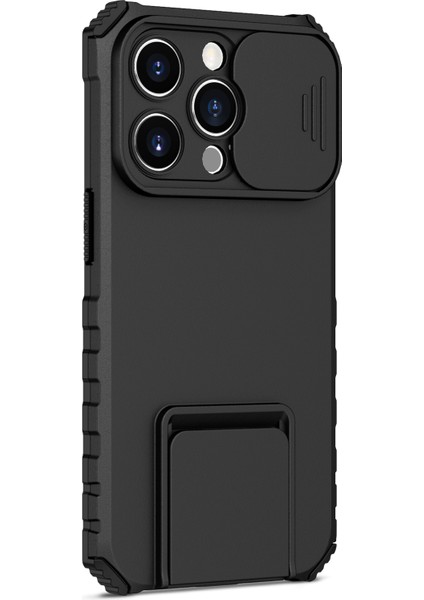 Kickstand Black ile iPhone 15 Pro Pc+Tpu Kapağı Şok Geçirmez Telefon Kabuğu Telefon Kılıfı (Yurt Dışından) fiyatları