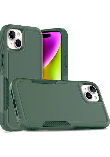 Iphone 15 Plus Pc+Tpu Çift Katman Koruma Kapağı Bırak Kötü Telefon Vaka Dark Yeşil Telefon Kılıfı (Yurt Dışından)