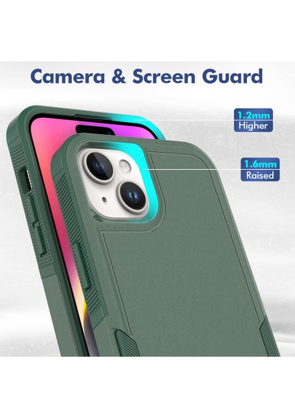 Iphone 15 Plus Pc+Tpu Çift Katman Koruma Kapağı Bırak Kötü Telefon Vaka Dark Yeşil Telefon Kılıfı (Yurt Dışından) modelleri
