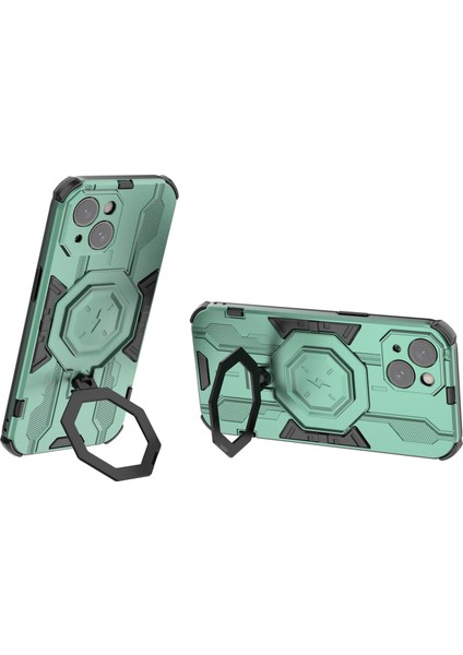 Iphone 15 Yüzük Kickstand Cover Hibrid Hard Pc Yumuşak Tpu Şok Geçirmez Telefon Vaka Yeşil Telefon Kılıfı (Yurt Dışından) fiyatları