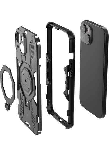 Iphone 15 Yüzük Kickstand Cover Hibrid Hard Pc Yumuşak Tpu Şok Geçirmez Telefon Vaka Yeşil Telefon Kılıfı (Yurt Dışından) modelleri