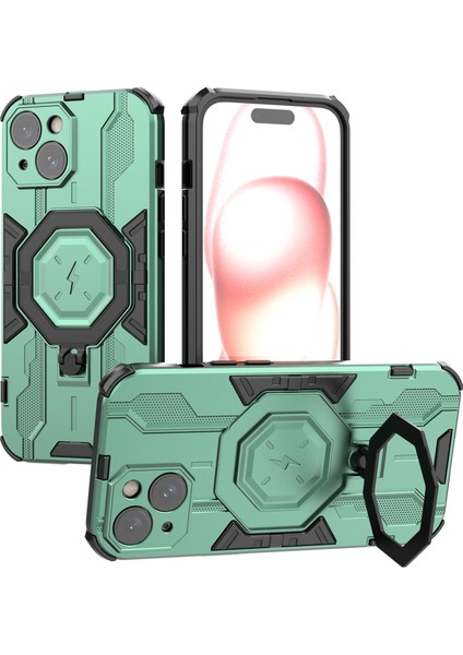 Iphone 15 Yüzük Kickstand Cover Hibrid Hard Pc Yumuşak Tpu Şok Geçirmez Telefon Vaka Yeşil Telefon Kılıfı (Yurt Dışından) fırsatları