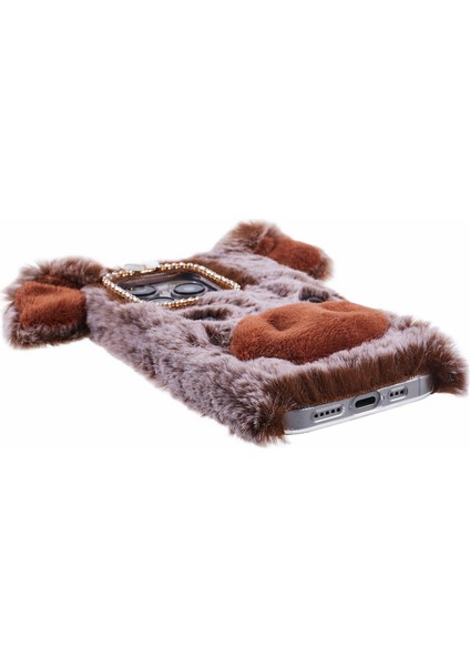Iphone 15 Pro Max Case Case Pıge Tasarım Peluş+Tpu Yumuşak Anti Drop Telefon Kahverengi Telefon Kılıfı (Yurt Dışından) fırsatları