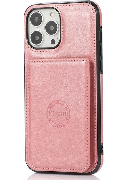 Iphone 15 Pro Drop Pu+Tpu Yerleşik Metal Sac Rozlu Altın Telefon Kılıfı (Yurt Dışından)