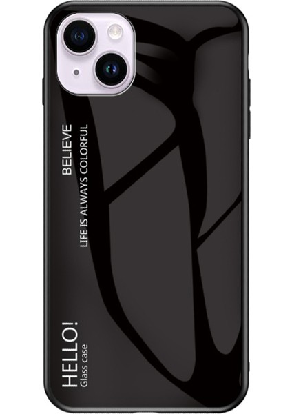 Iphone 15 Plus Gradyan Renkli Temperlenmiş Cam+Pc+Tpu Şok Geçirmez Black Telefon Kılıfı (Yurt Dışından)