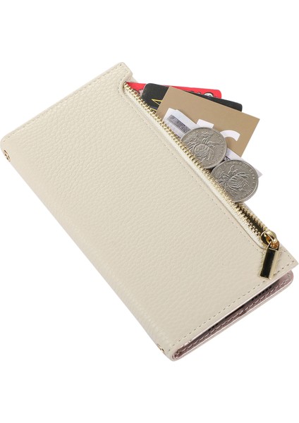 Iphone 15 Pro Case Için Litchi Doku Fermuarı Pocket Anti Drop Deri Strap White Telefon Kılıfı (Yurt Dışından) modelleri