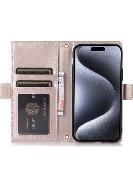 Iphone 15 Pro Case Için Litchi Doku Fermuarı Pocket Anti Drop Deri Strap White Telefon Kılıfı (Yurt Dışından) fırsatları