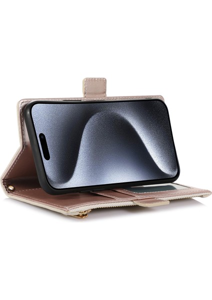 Iphone 15 Pro Case Için Litchi Doku Fermuarı Pocket Anti Drop Deri Strap White Telefon Kılıfı (Yurt Dışından) indirimleri