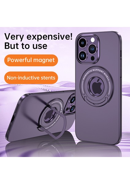 White ile Uyumlu iPhone 15 Pro Fingerprint Mat Kickstand Için Elektrokaplatma Pc Telefon Kılıfı (Yurt Dışından) fiyatları