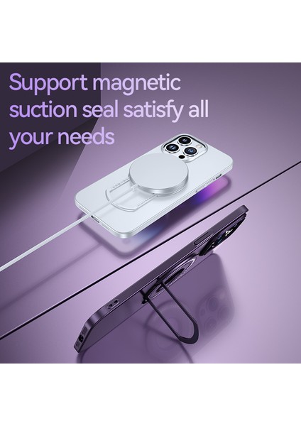 White ile Uyumlu iPhone 15 Pro Fingerprint Mat Kickstand Için Elektrokaplatma Pc Telefon Kılıfı (Yurt Dışından) fırsatları