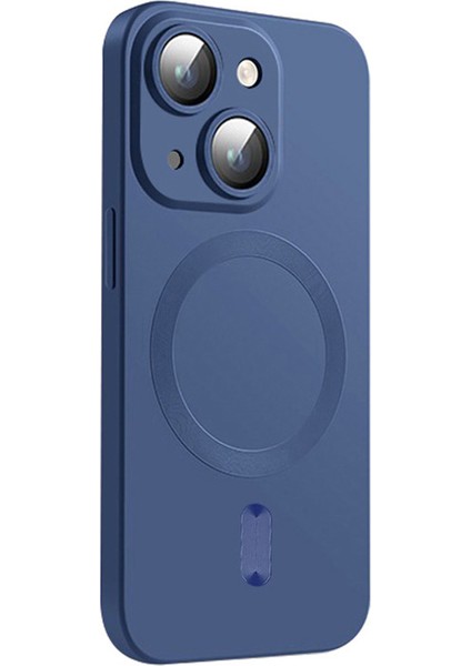 Iphone 14 Plus Case Için Yüksek Alüminyum Silicon Cam Film Dark Mavi ile Tpu Manyetik Telefon Kılıfı (Yurt Dışından)