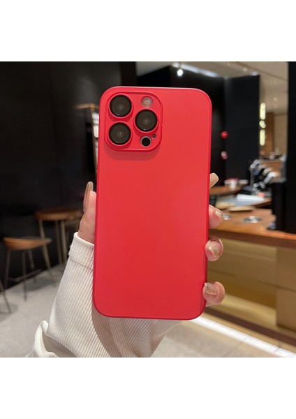 15 Pro Max Mat Tpu Çerçeveli Temperli Cam Geri Kırmızı Telefon Kılıfı (Yurt Dışından)