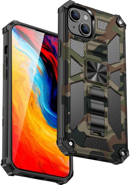 Iphone 15 Plus Pc+Tpu Kasası Kavrak Kaplama Kaynak Kıck Ceplepon Geri Başka Armay Yeşil Telefon Kılıfı (Yurt Dışından)