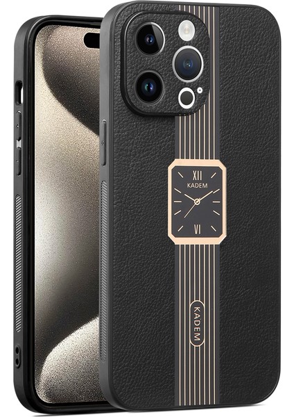 Iphone 15 Pro Case Pu+Tpu+Akrilik Elektrikli Telefon Black Telefon Kılıfı (Yurt Dışından)