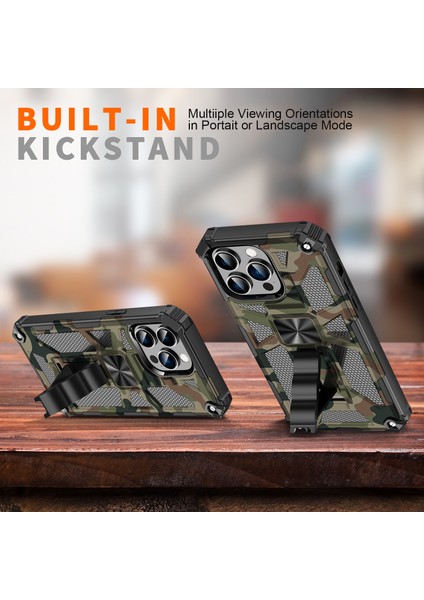 Iphone 15 Pro Pc+Tpu Kickstand Şok Geçirmez Arka Işığı Yeşil Telefon Kılıfı (Yurt Dışından)