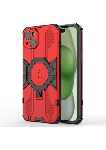 Iphone 15 Plus Kickstand Pc+Tpu Koruyucu Zırh Kasa Kırmızısı Telefon Kılıfı (Yurt Dışından)