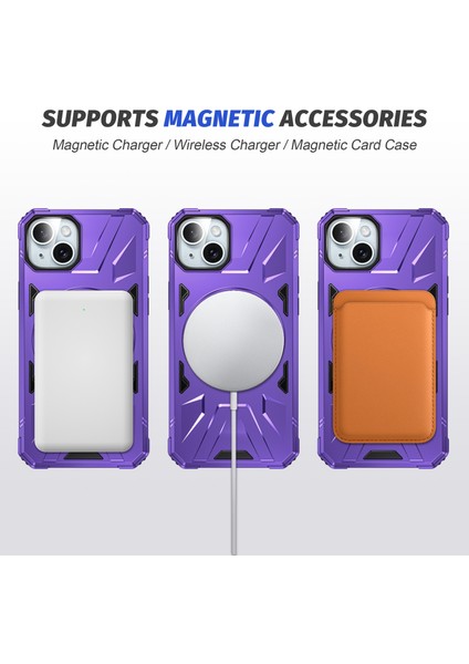 Iphone 15 Plus Cep Telefonu Için Şok Tpu+Pc Kickstand Cover Spurple Telefon Kılıfı (Yurt Dışından)