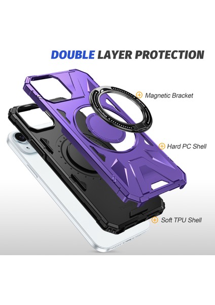 Iphone 15 Plus Cep Telefonu Için Şok Tpu+Pc Kickstand Cover Spurple Telefon Kılıfı (Yurt Dışından)