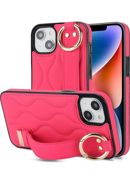 iPhone 14 Plus Içincep Telefonu Vaka Deseni Şok Geçirmez Pu+Tpu Bilekliği Gül Telefon Kılıfı (Yurt Dışından)